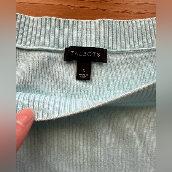 Talbots Light Blue Knit Short Sleeve Shirt Top Size S - Picture 4 of 6